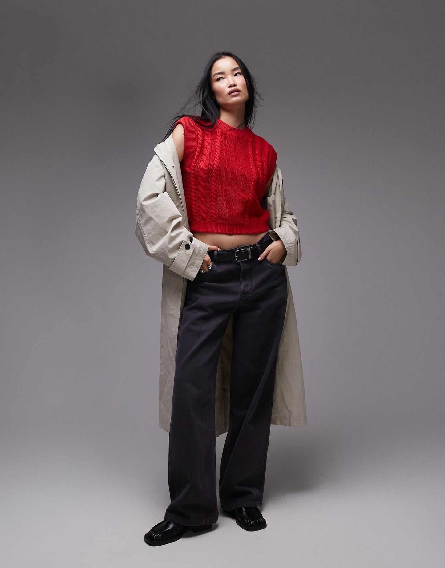 Topshop knitted cable clean tank in red - ASOS Sample Sale EU Store