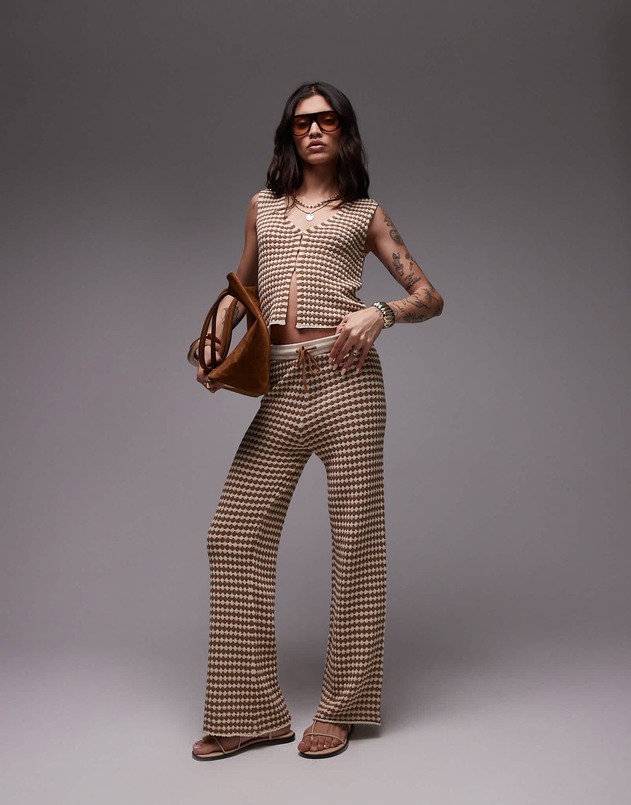 Topshop knitted check pattern trouser co - ord - ASOS Sample Sale EU Store
