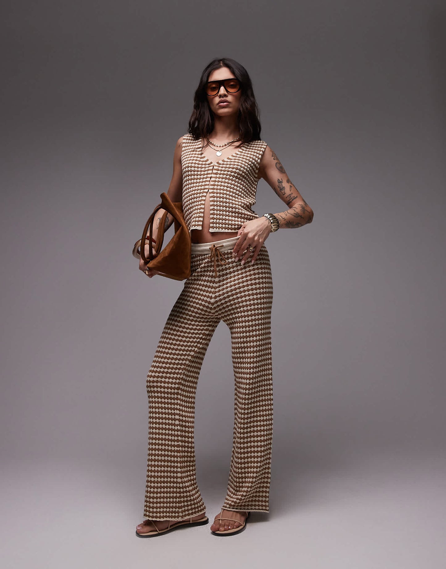 Topshop knitted check pattern trouser co - ord - ASOS Sample Sale EU Store