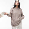 Jersey oversize Topshop de punto con costuras expuestas en contraste en color avena
