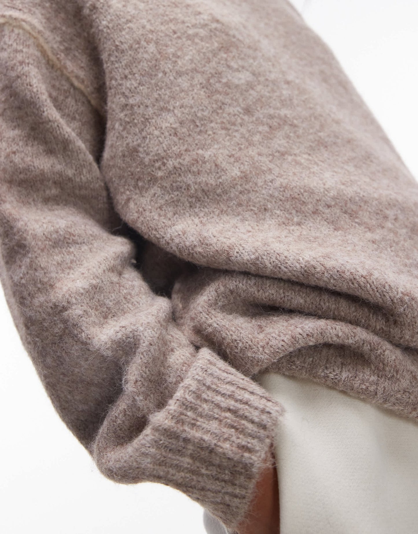 Topshop knitted exposed contrast seam oversized jumper in oat - ASOS Sample Sale EU Store