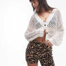Topshop knitted mix stitch cardigan in ivory