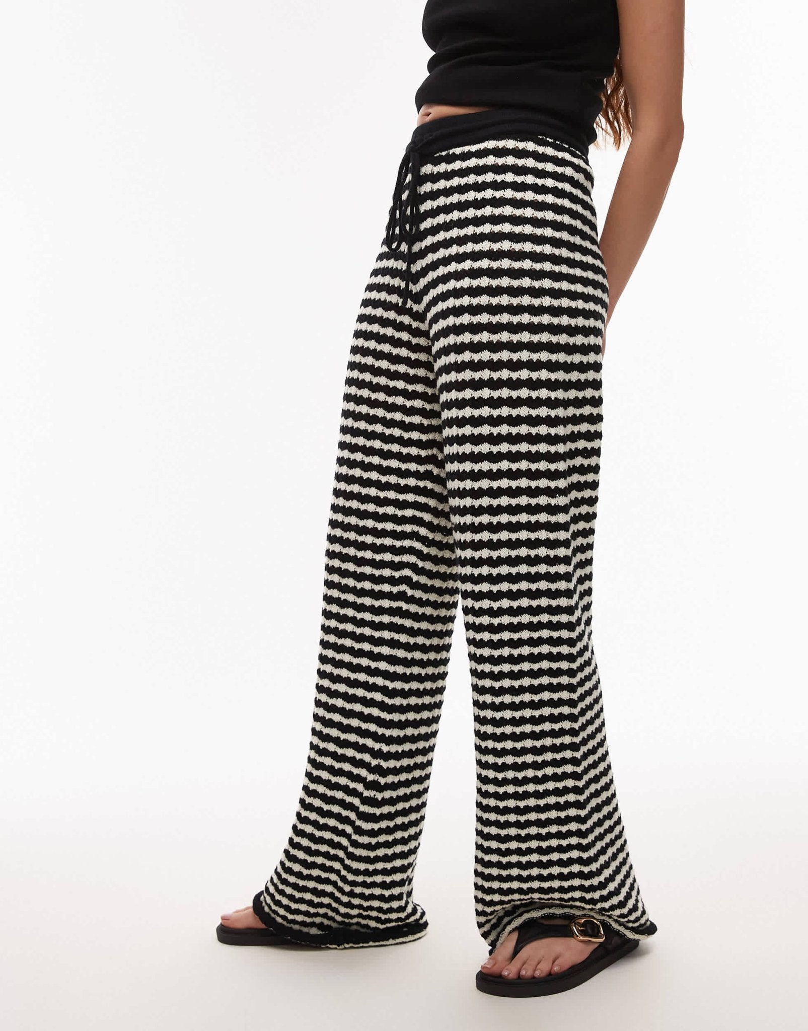 Topshop knitted stripe trouser in mono - ASOS Sample Sale EU Store