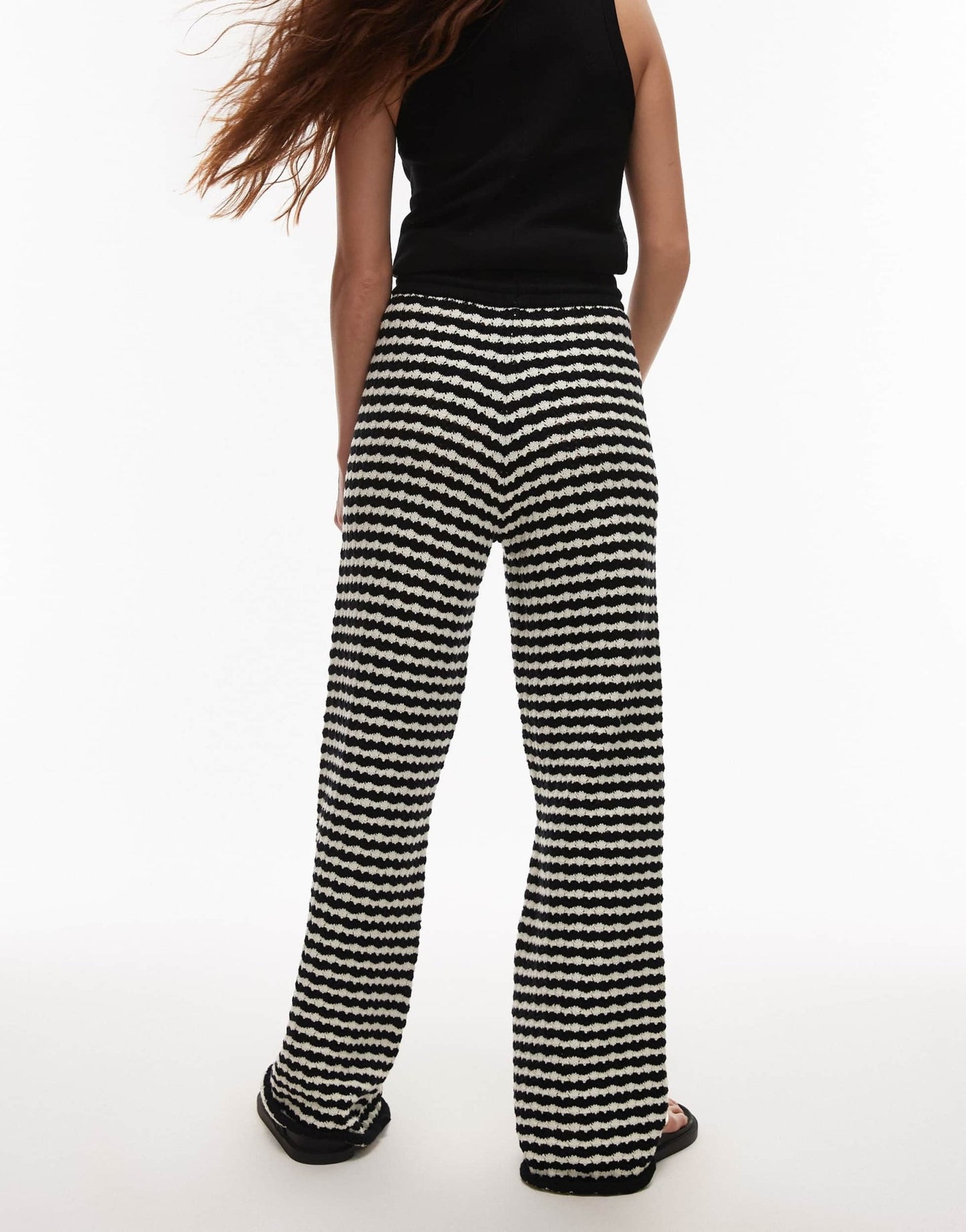 Topshop knitted stripe trouser in mono - ASOS Sample Sale EU Store