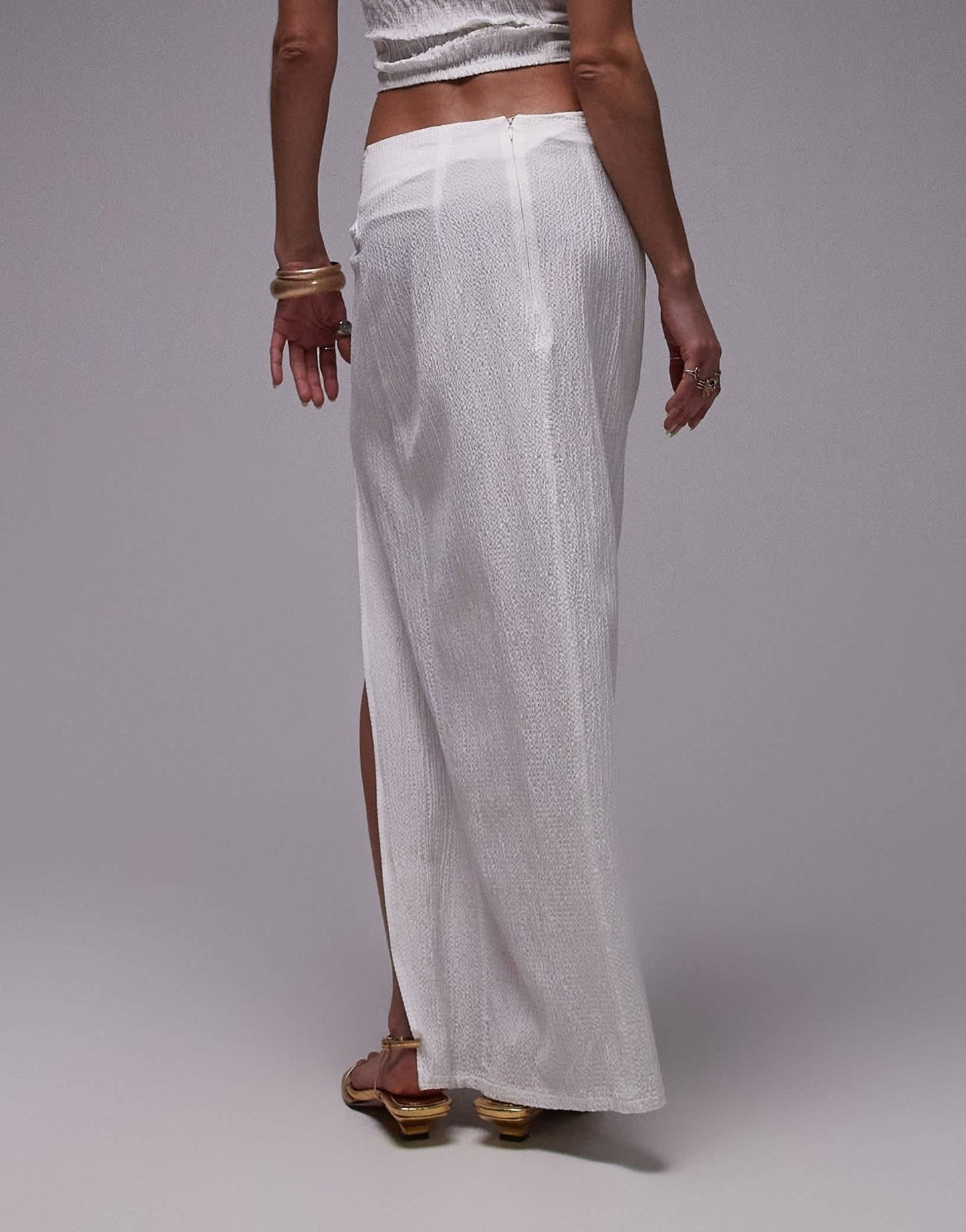 Topshop knot detail midi skirt in cream - ASOS Sample Sale EU Store