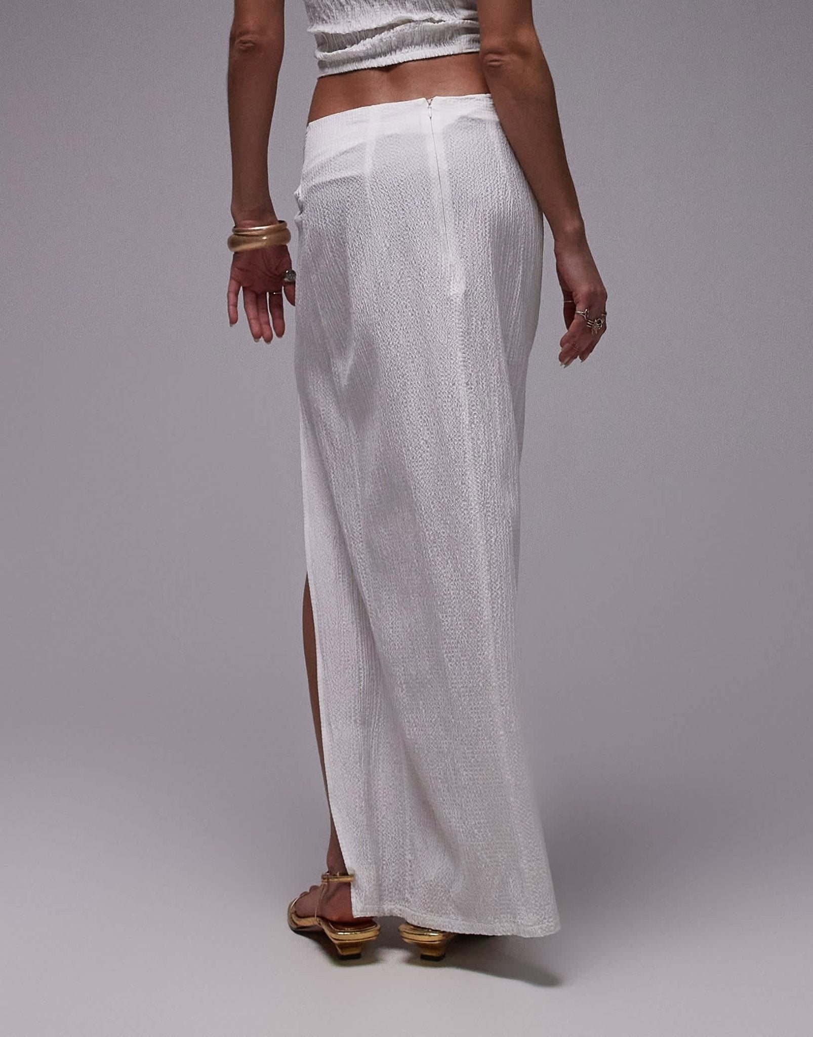 Topshop knot detail midi skirt in cream - ASOS Sample Sale EU Store