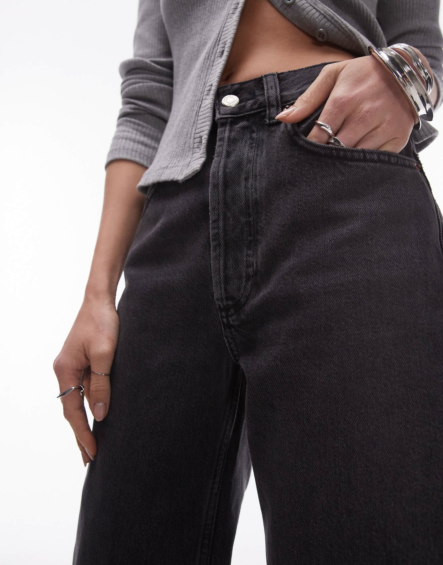 Topshop Kort high rise straight jean in black - ASOS Sample Sale EU Store