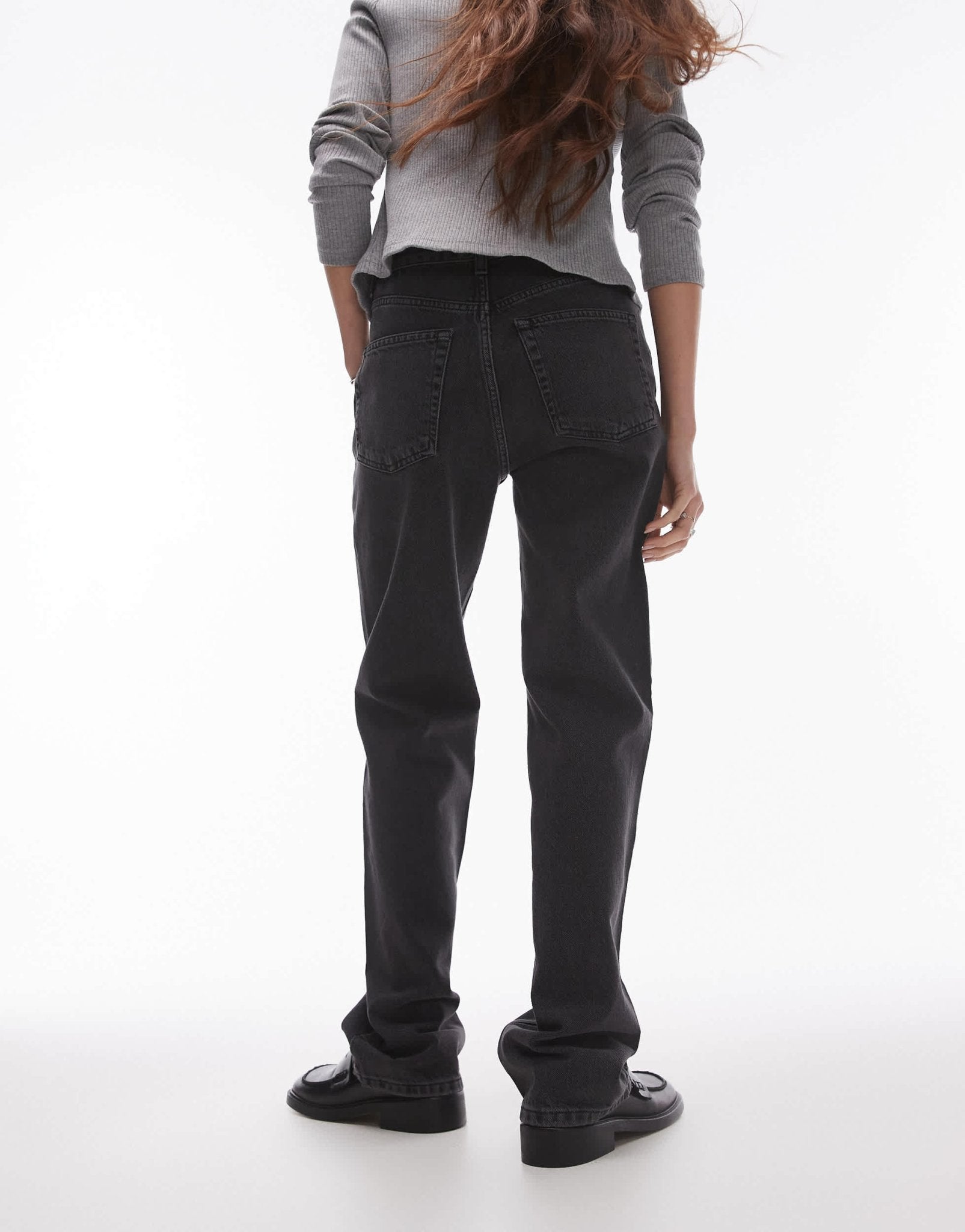 Topshop Kort high rise straight jean in black - ASOS Sample Sale EU Store
