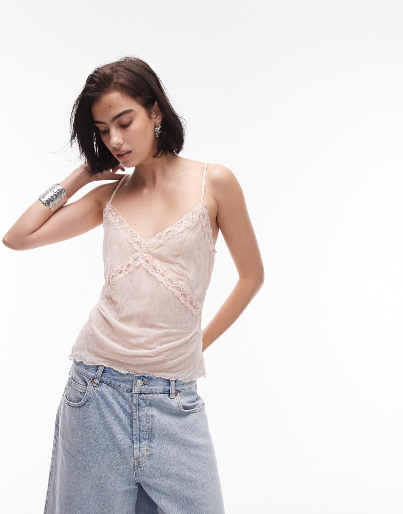 Topshop lace mix cami in pink - ASOS Sample Sale EU Store