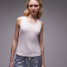 Topshop top sin mangas con cuello redondo de encaje pointelle en rosa
