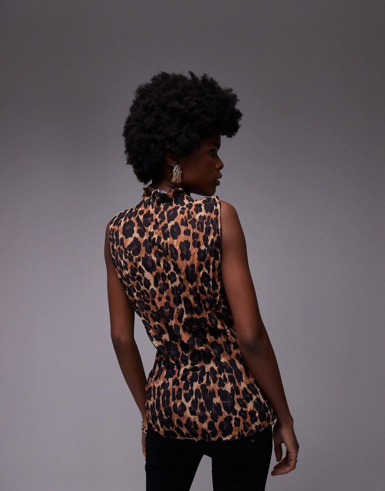 Topshop leopard print crinkle sleeveless top in multi - ASOS Sample Sale EU Store