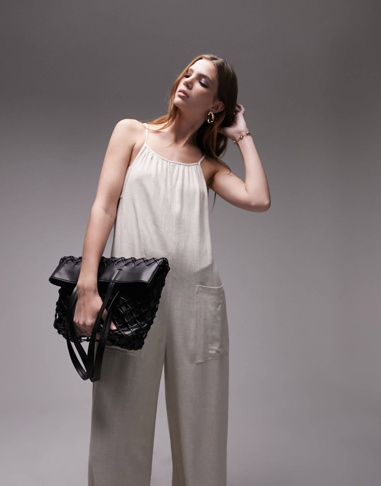 Topshop linen jumpsuit with pockets in oatmeal - ASOS Sample Sale EU Store