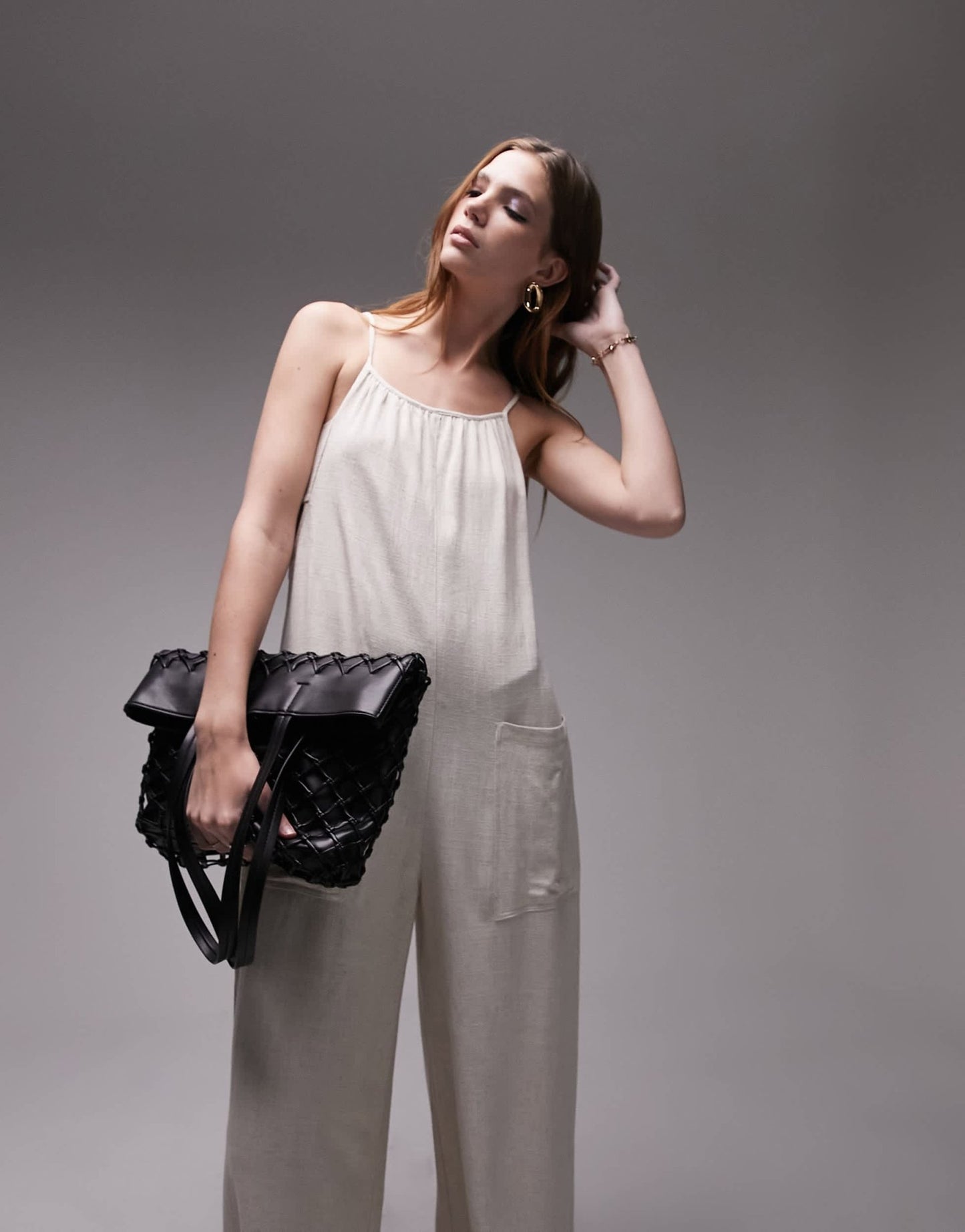 Topshop linen jumpsuit with pockets in oatmeal - ASOS Sample Sale EU Store