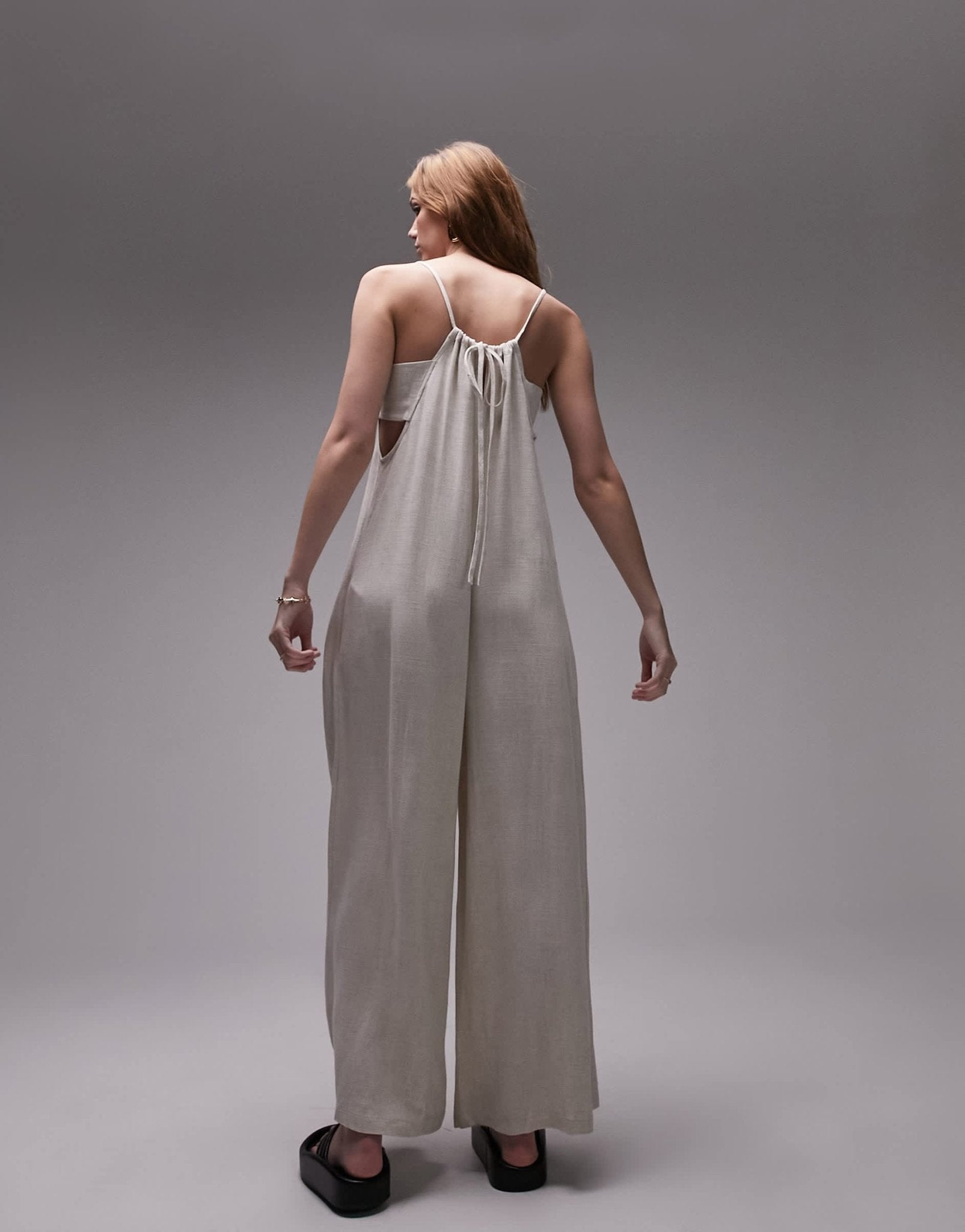 Topshop linen jumpsuit with pockets in oatmeal - ASOS Sample Sale EU Store