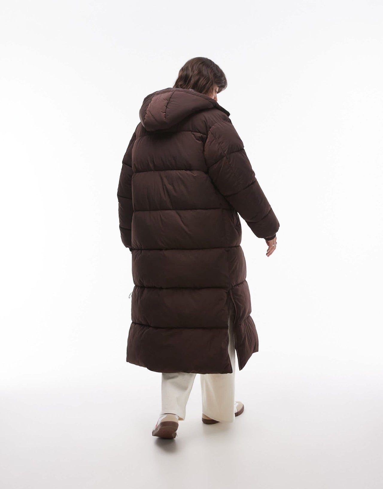 Topshop longline puffer jacket in brown - ASOS Sample Sale EU Store