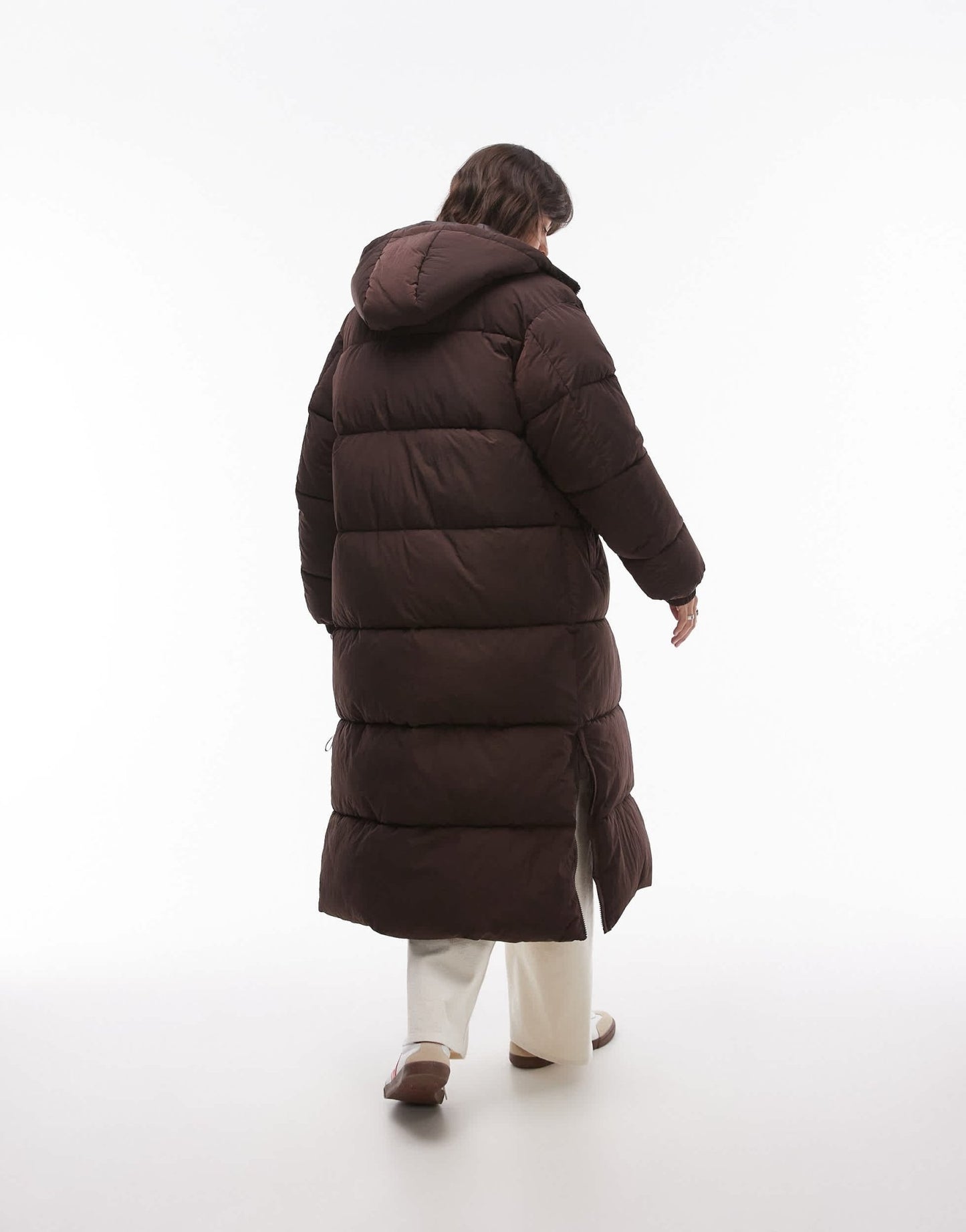 Topshop longline puffer jacket in brown - ASOS Sample Sale EU Store