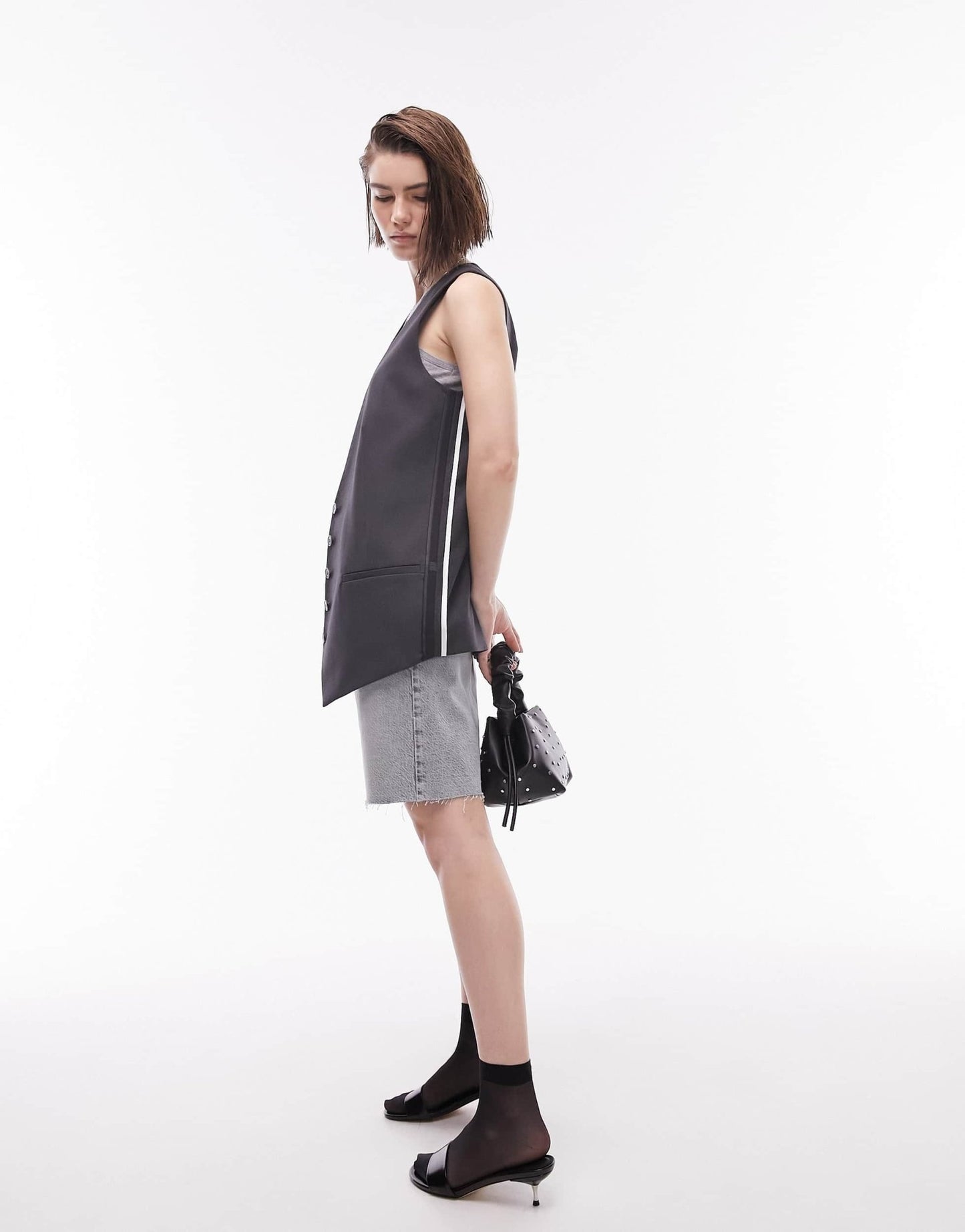 Topshop longline waistcoat in grey - ASOS Sample Sale EU Store