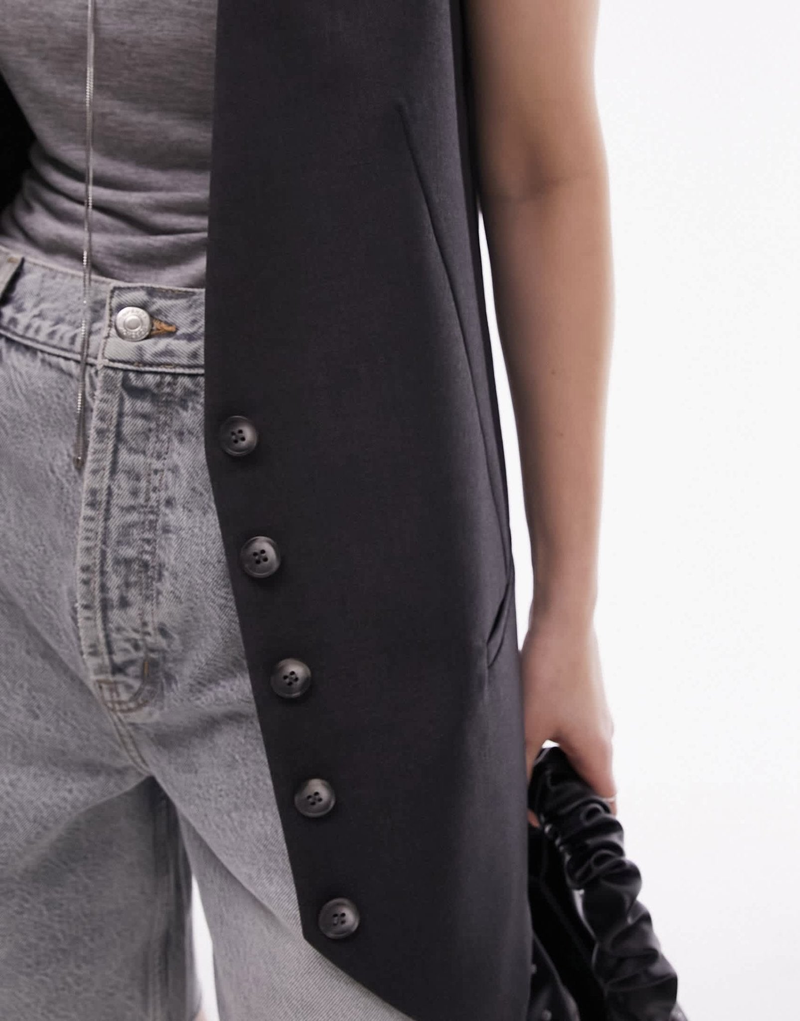 Topshop longline waistcoat in grey - ASOS Sample Sale EU Store
