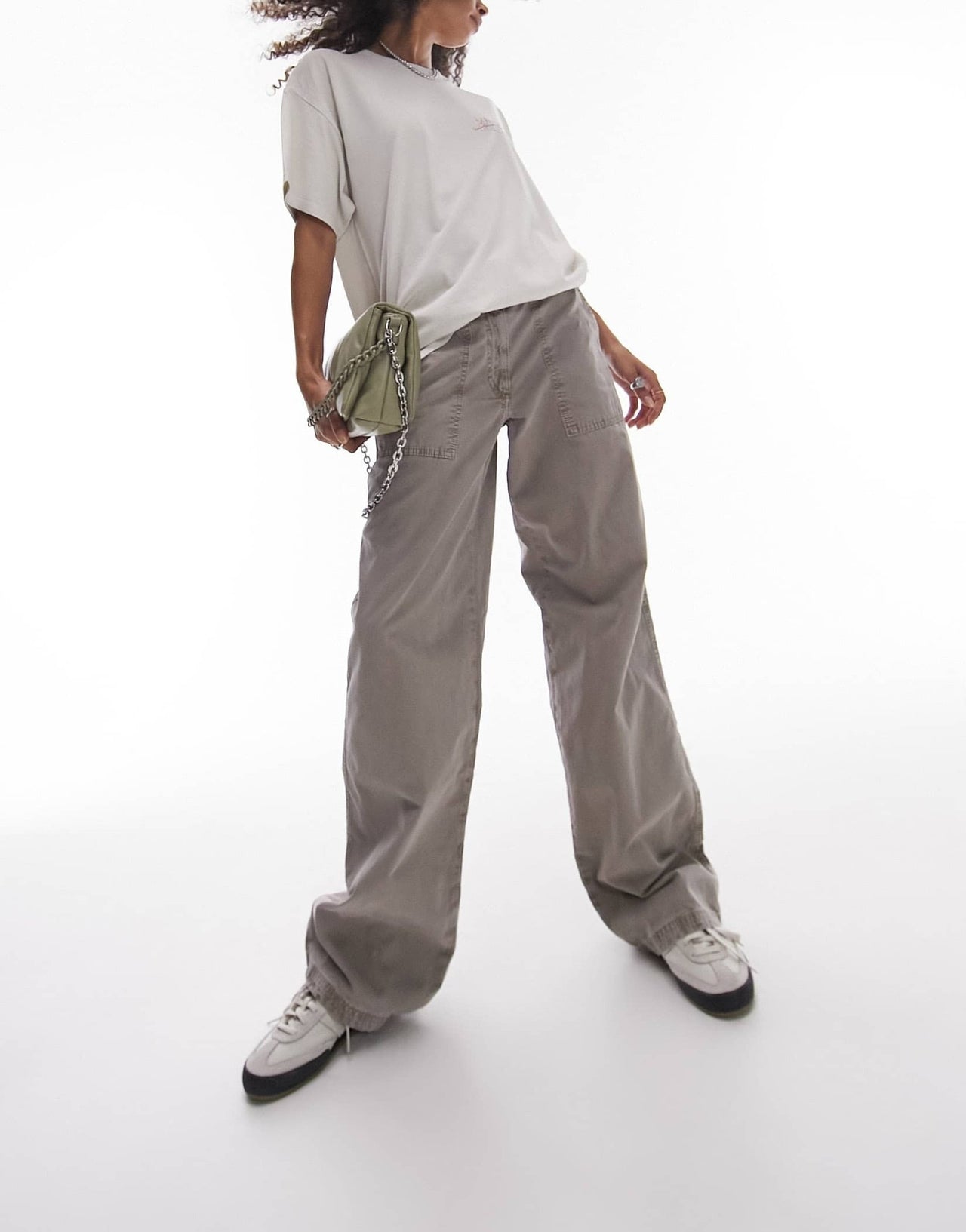 Topshop low rise washed straight leg trouser in taupe - ASOS Sample Sale EU Store