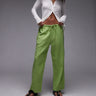 Pantalon en lin Topshop taille mi-haute longueur maladroite vert