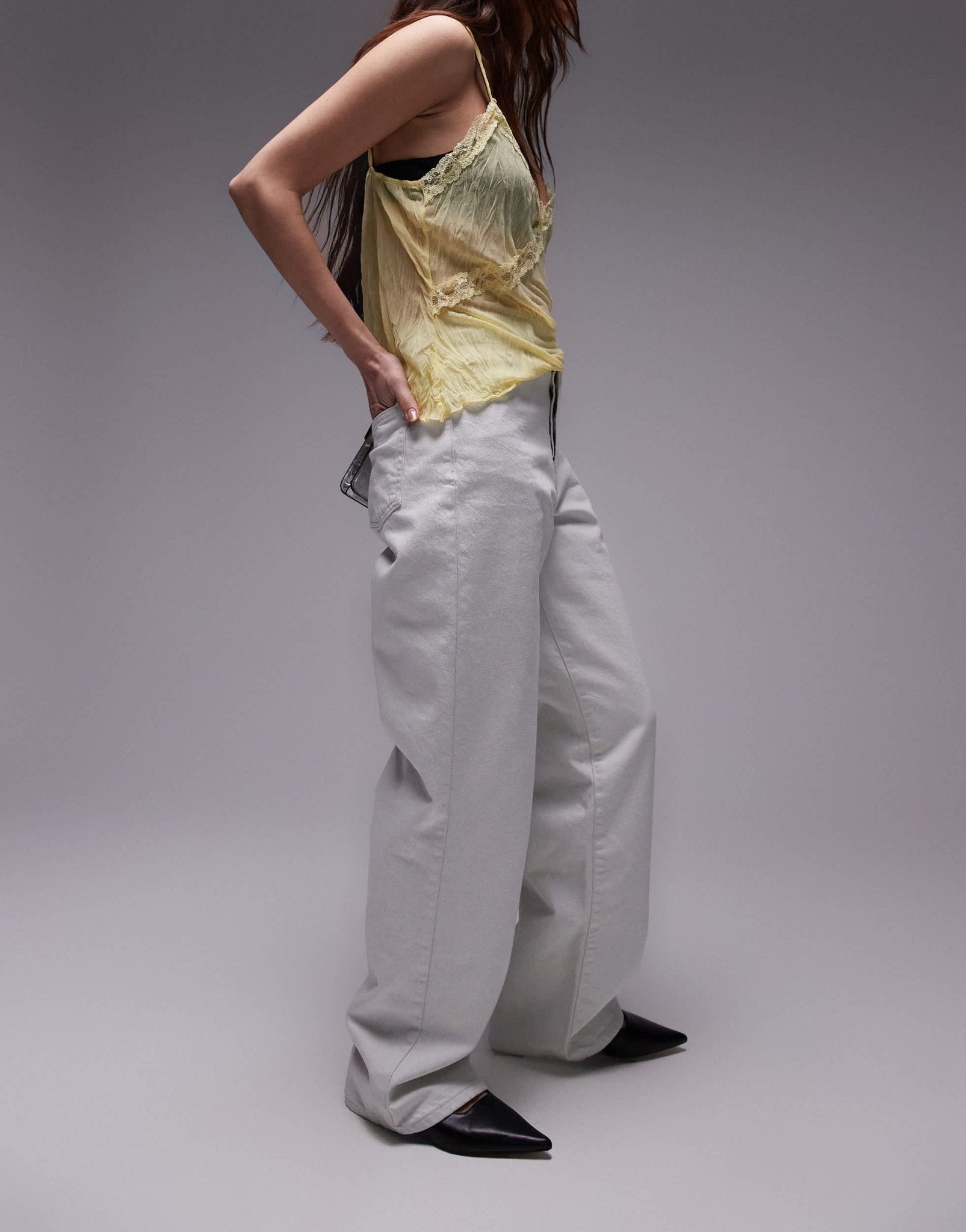 Topshop mid rise loose fit straight jean in off white - ASOS Sample Sale EU Store