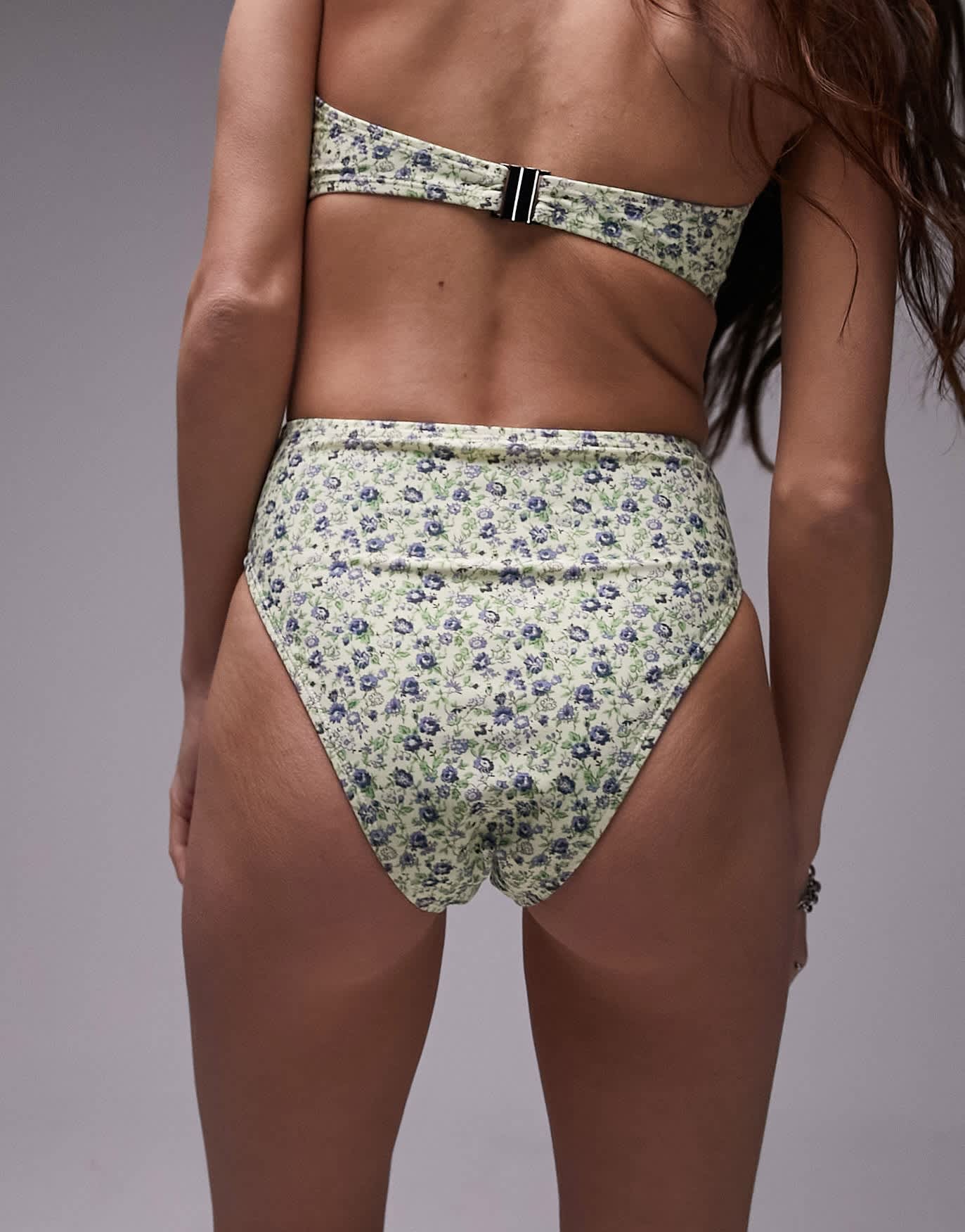 Topshop mix and match high waist high leg bikini bottoms in blue ditsy floral - ASOS Sample Sale EU Store