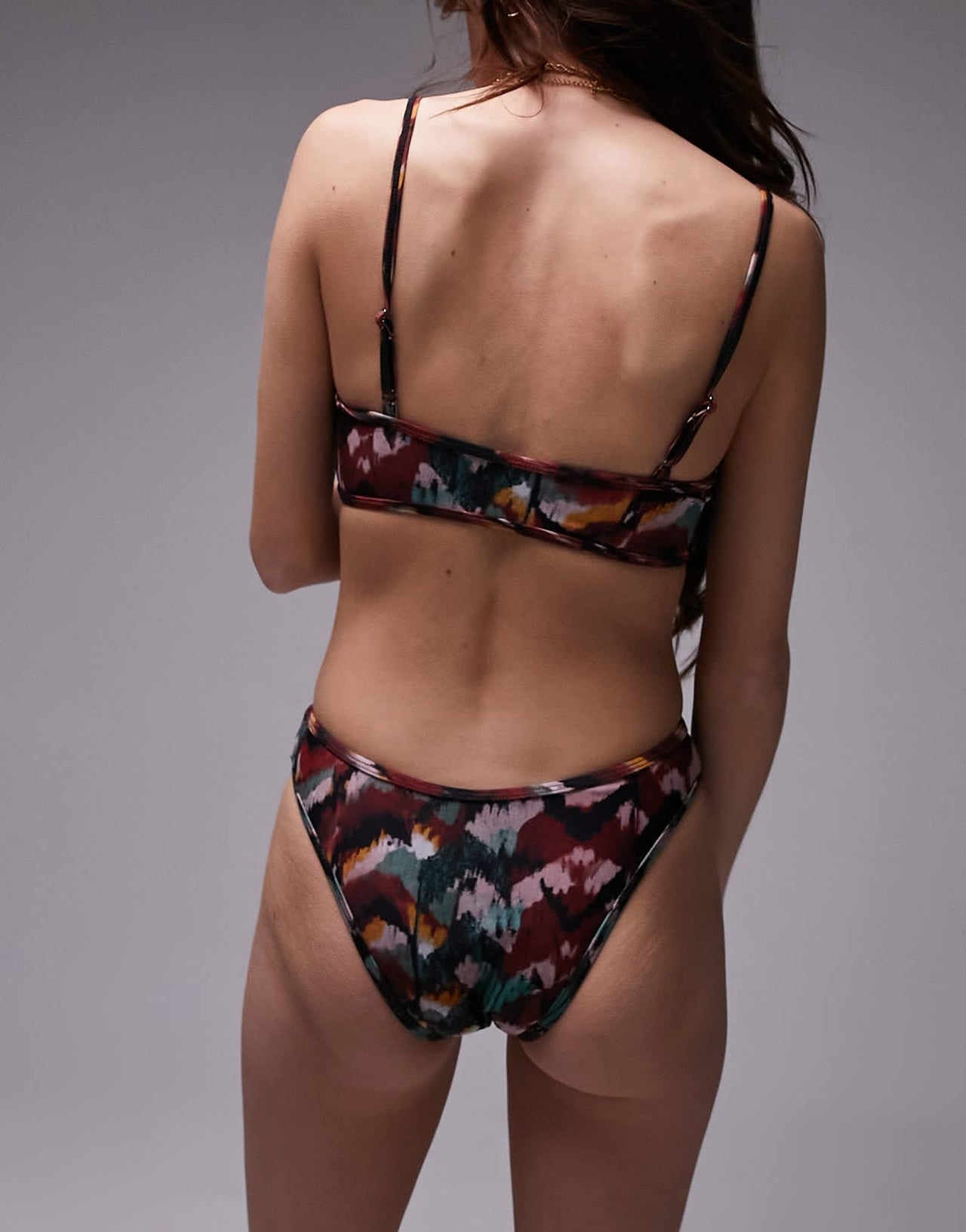 Topshop mix and match skinny scoop neck cami bikini top in blurred shell print - ASOS Sample Sale EU Store
