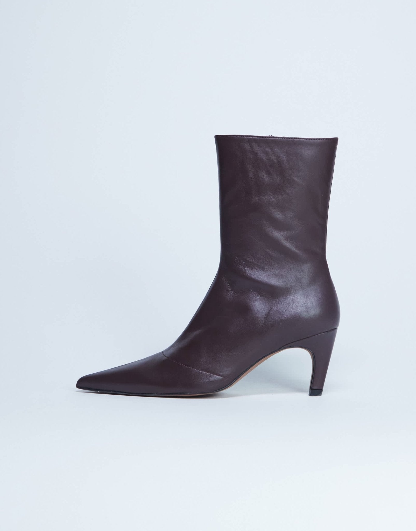 Topshop Neeve premium leather high heeled ankle boots in burgundy - ASOS Sample Sale EU Store