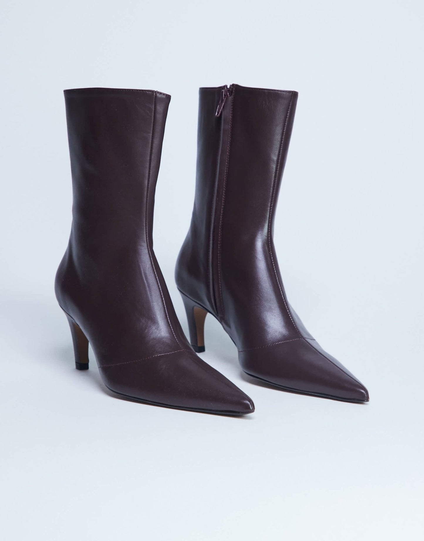 Topshop Neeve premium leather high heeled ankle boots in burgundy - ASOS Sample Sale EU Store