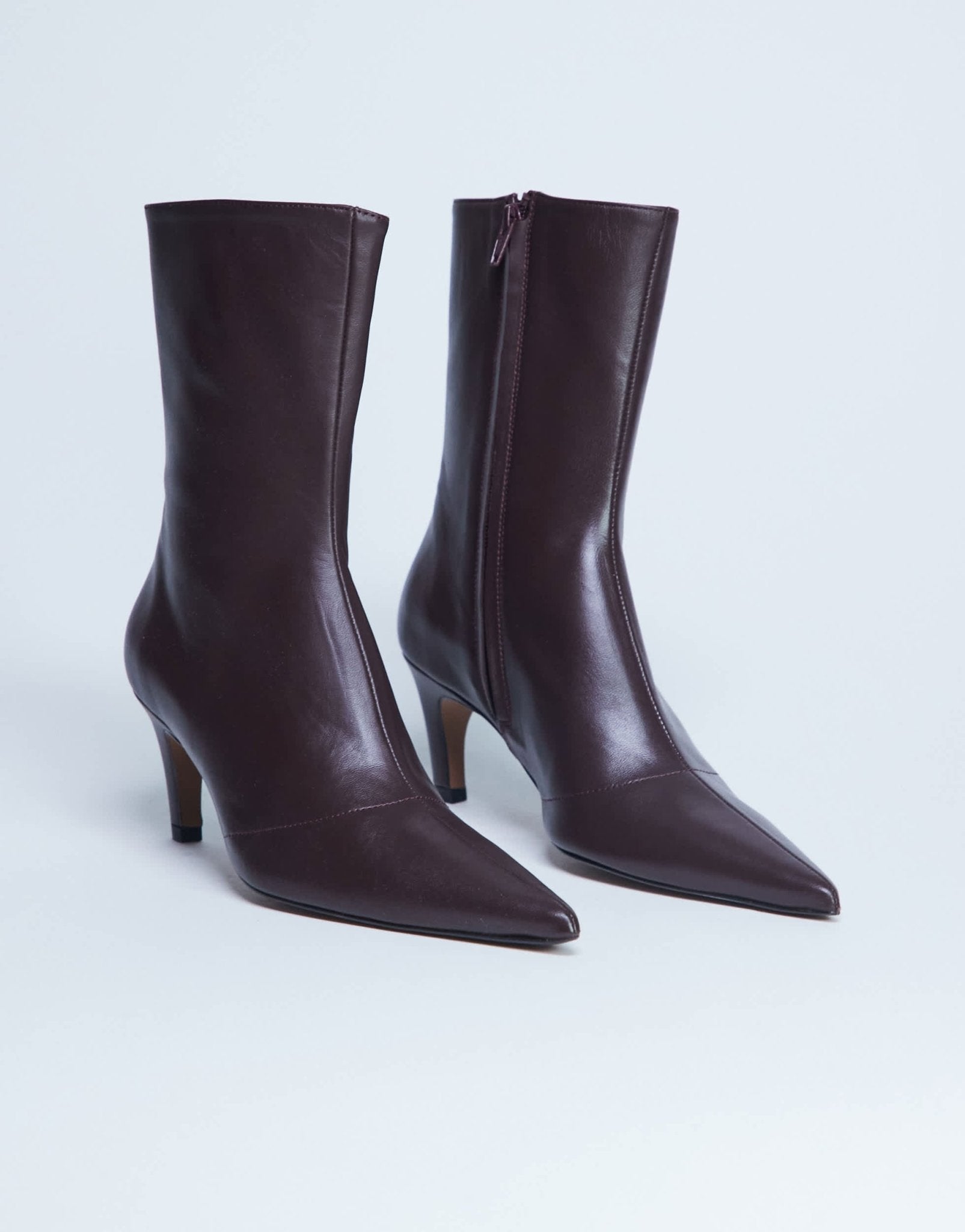 Topshop Neeve premium leather high heeled ankle boots in burgundy - ASOS Sample Sale EU Store