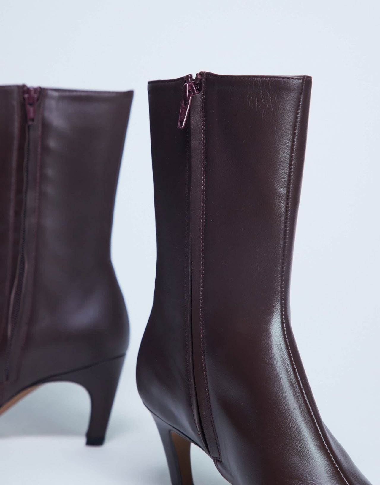 Topshop Neeve premium leather high heeled ankle boots in burgundy - ASOS Sample Sale EU Store