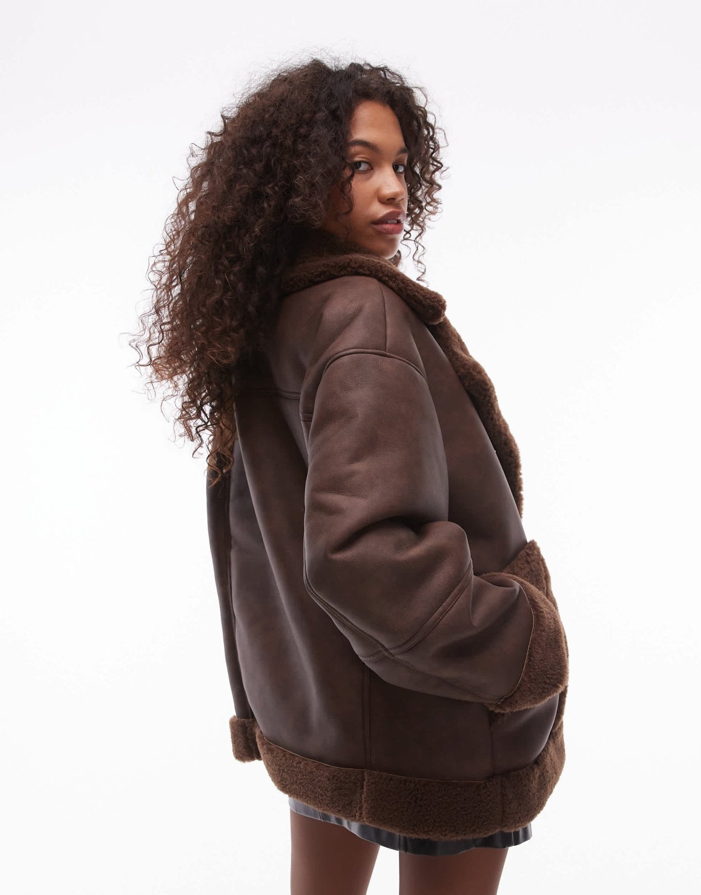 Topshop oversized car coat in chocolate - ASOS Sample Sale EU Store