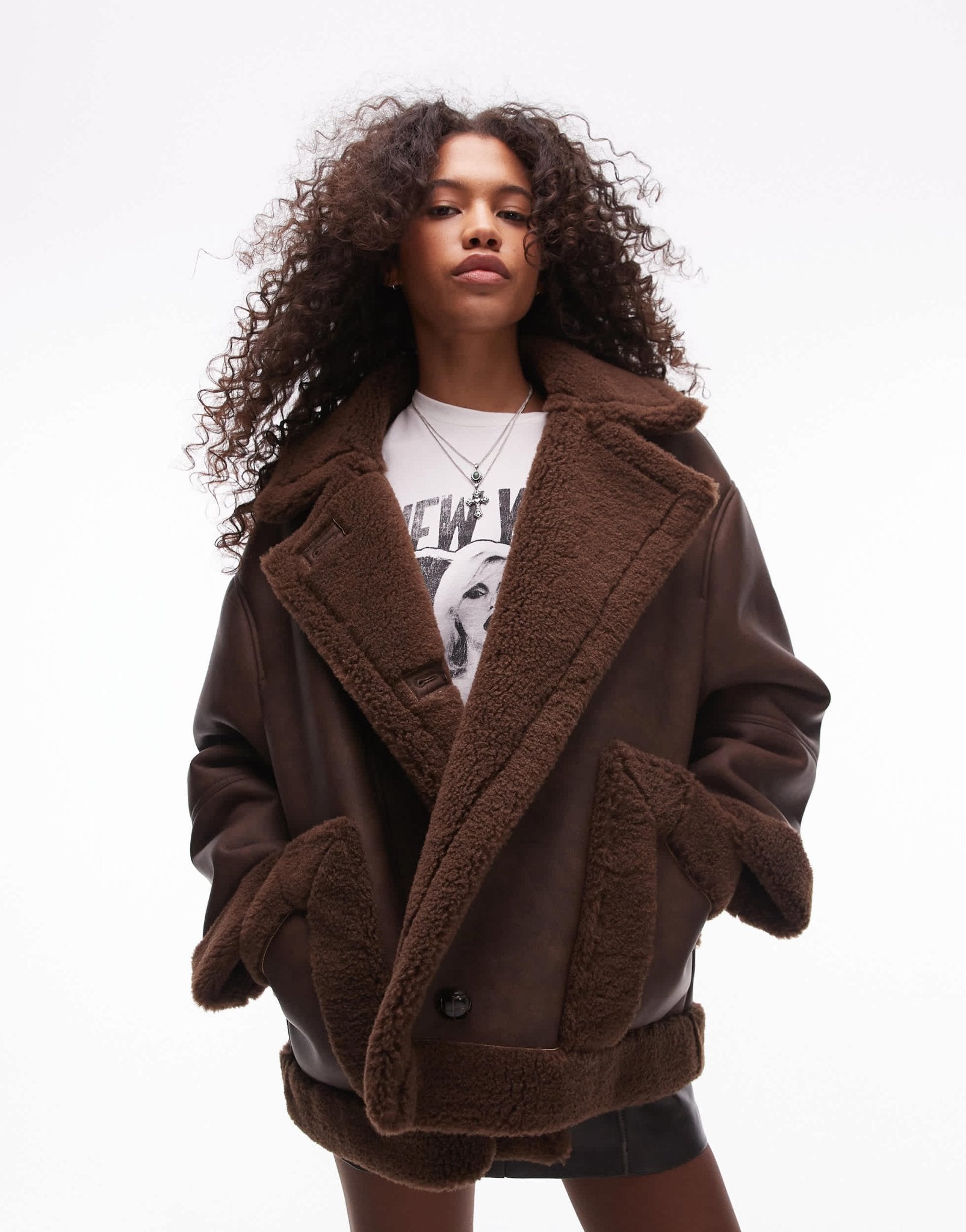 Topshop oversized car coat in chocolate - ASOS Sample Sale EU Store