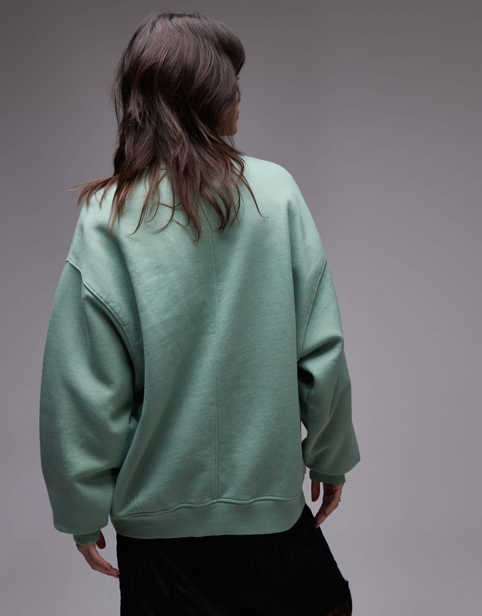 Topshop oversized washed sweatshirt with abstract graphic in green - ASOS Sample Sale EU Store