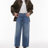Topshop Petite Cinch low rise relaxed jean in vintage blue