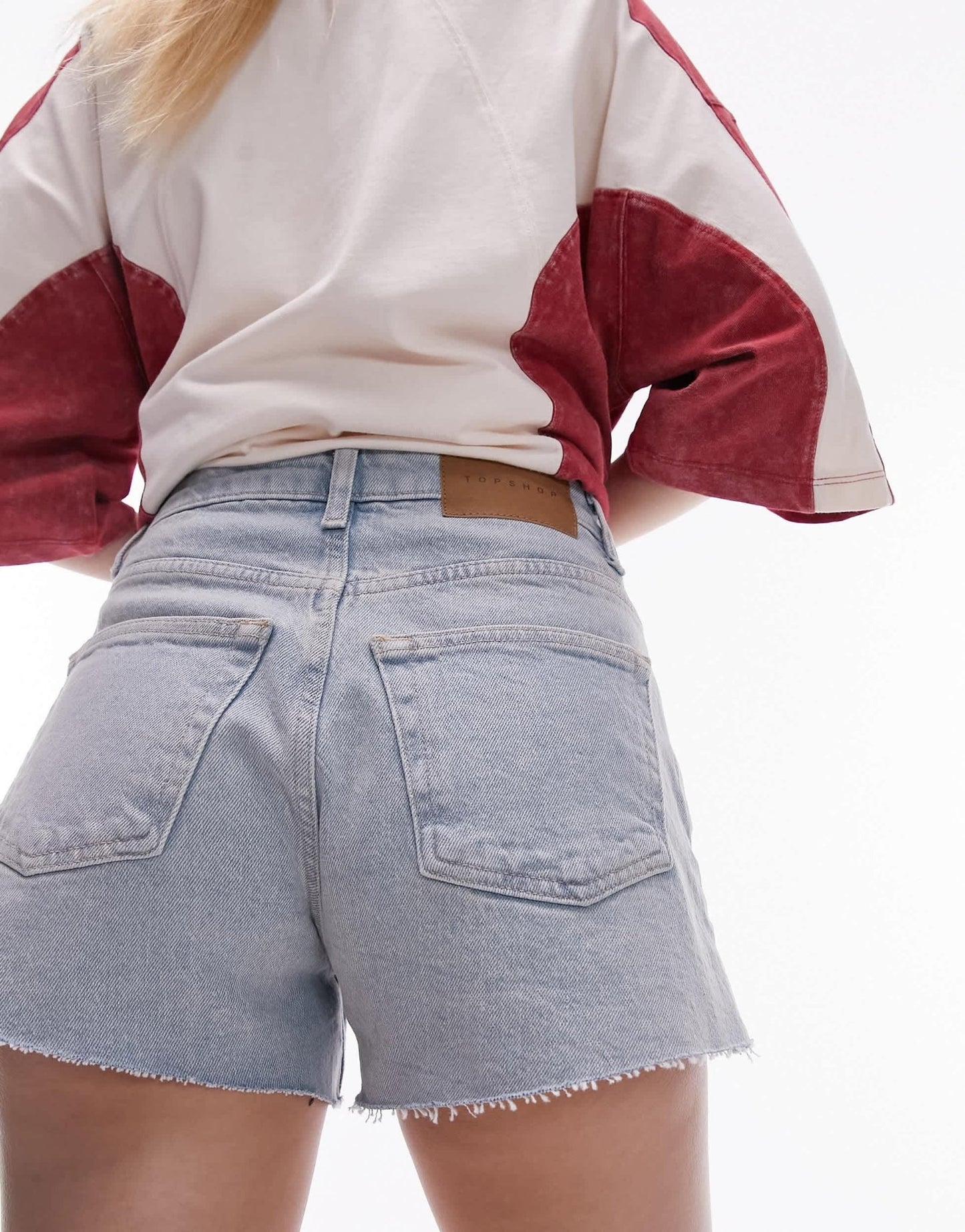 Topshop Petite comfort stretch denim short in bleach - ASOS Sample Sale EU Store