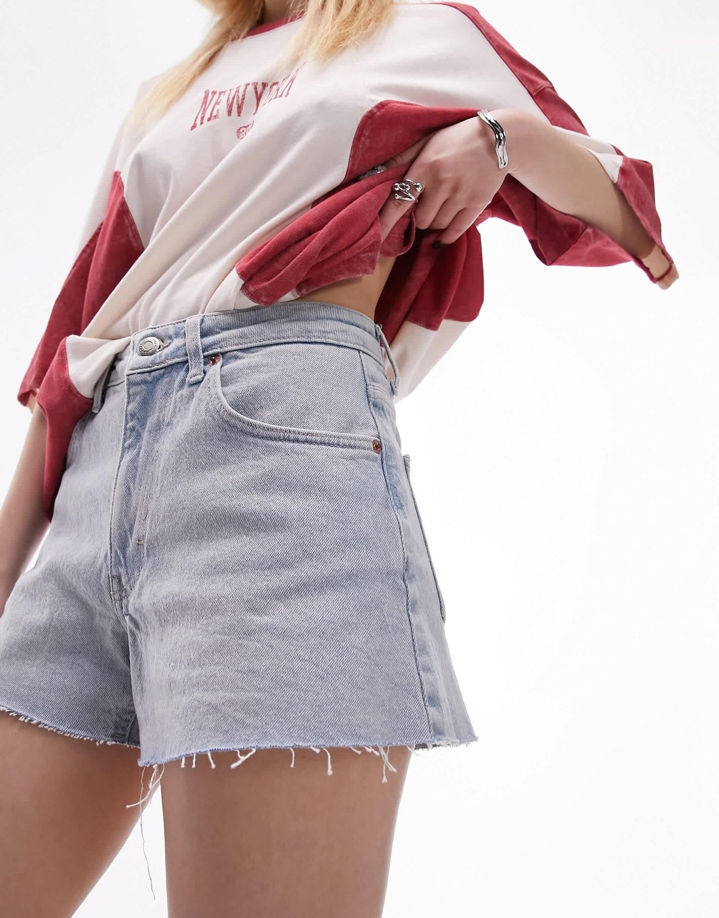 Topshop Petite comfort stretch denim short in bleach - ASOS Sample Sale EU Store