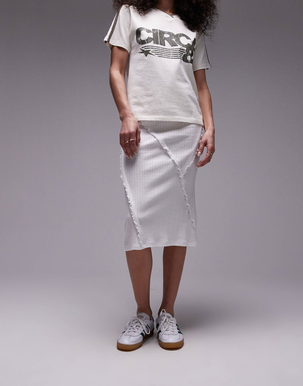 Topshop pointelle 90s length ruffle trim skirt in white - ASOS Sample Sale EU Store