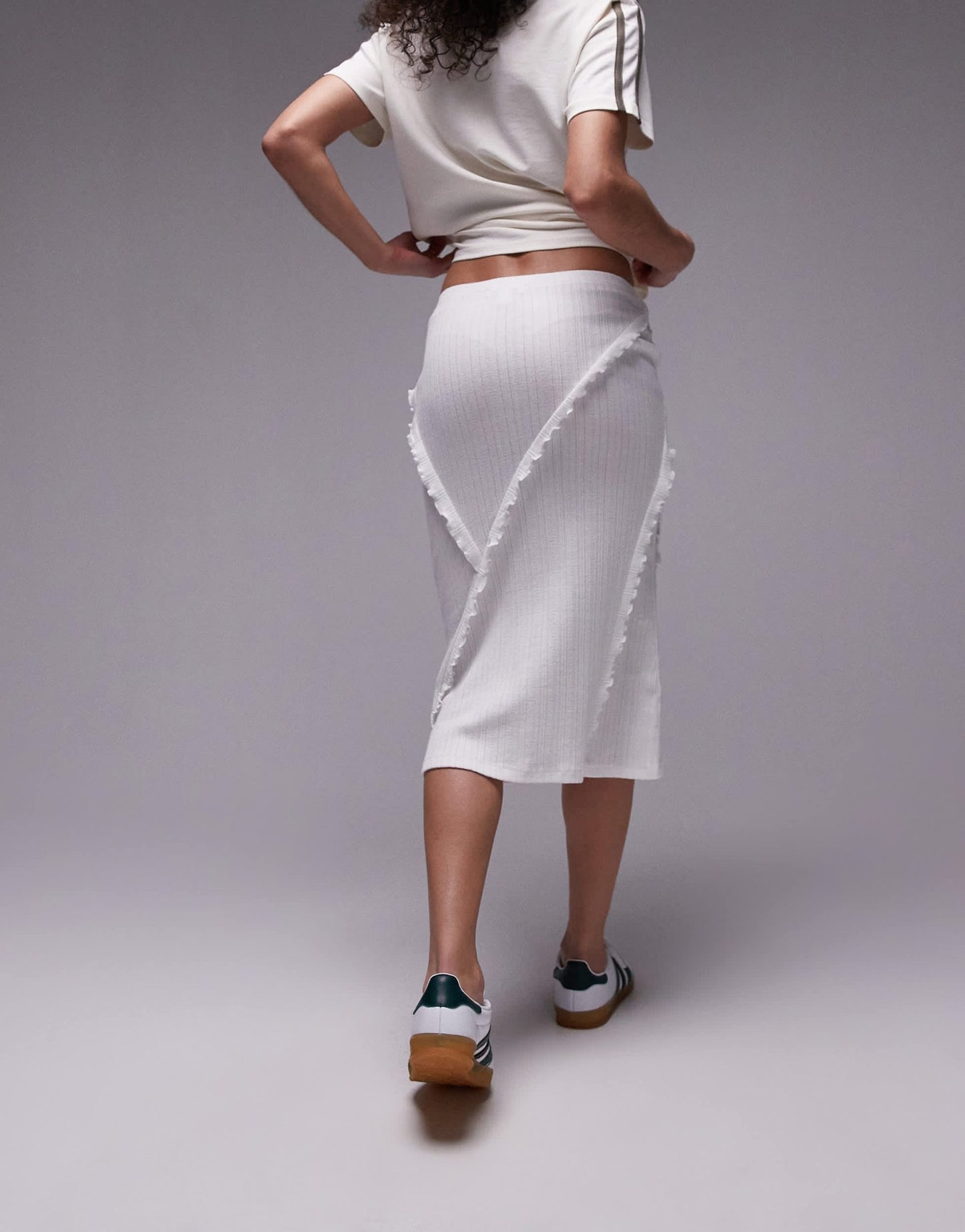 Topshop pointelle 90s length ruffle trim skirt in white - ASOS Sample Sale EU Store