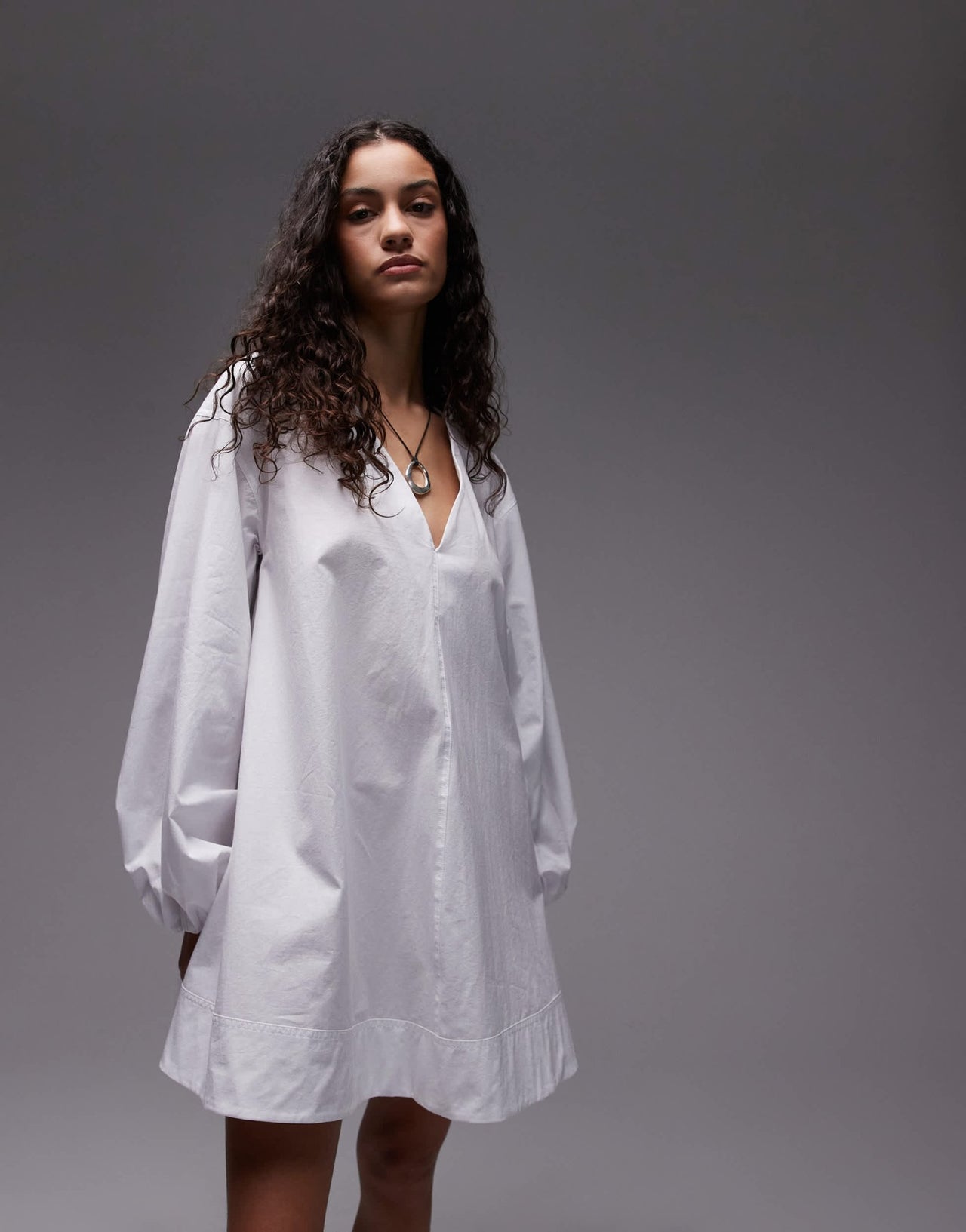 Topshop poplin babydoll mini dress in white - ASOS Sample Sale EU Store