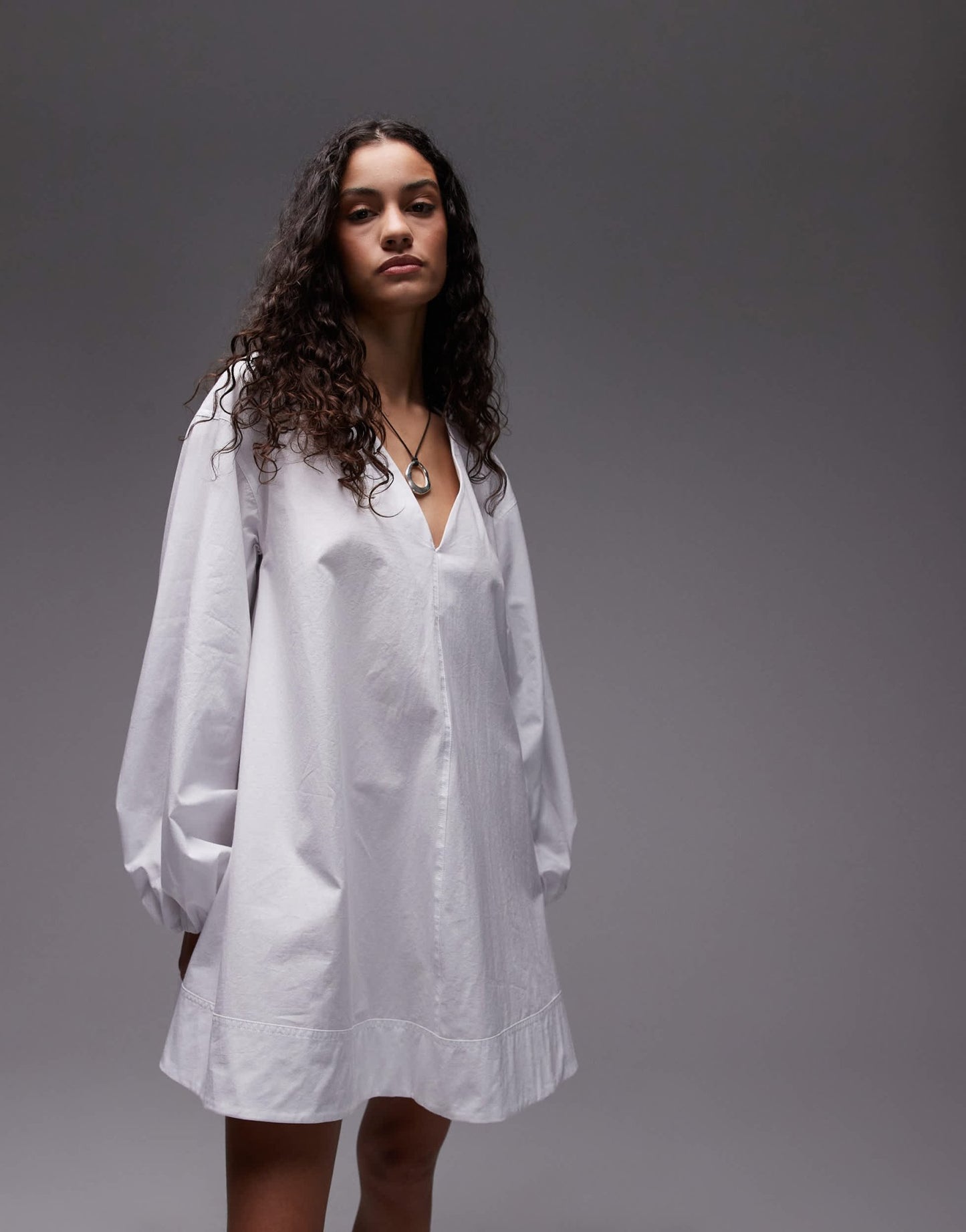 Topshop poplin babydoll mini dress in white - ASOS Sample Sale EU Store