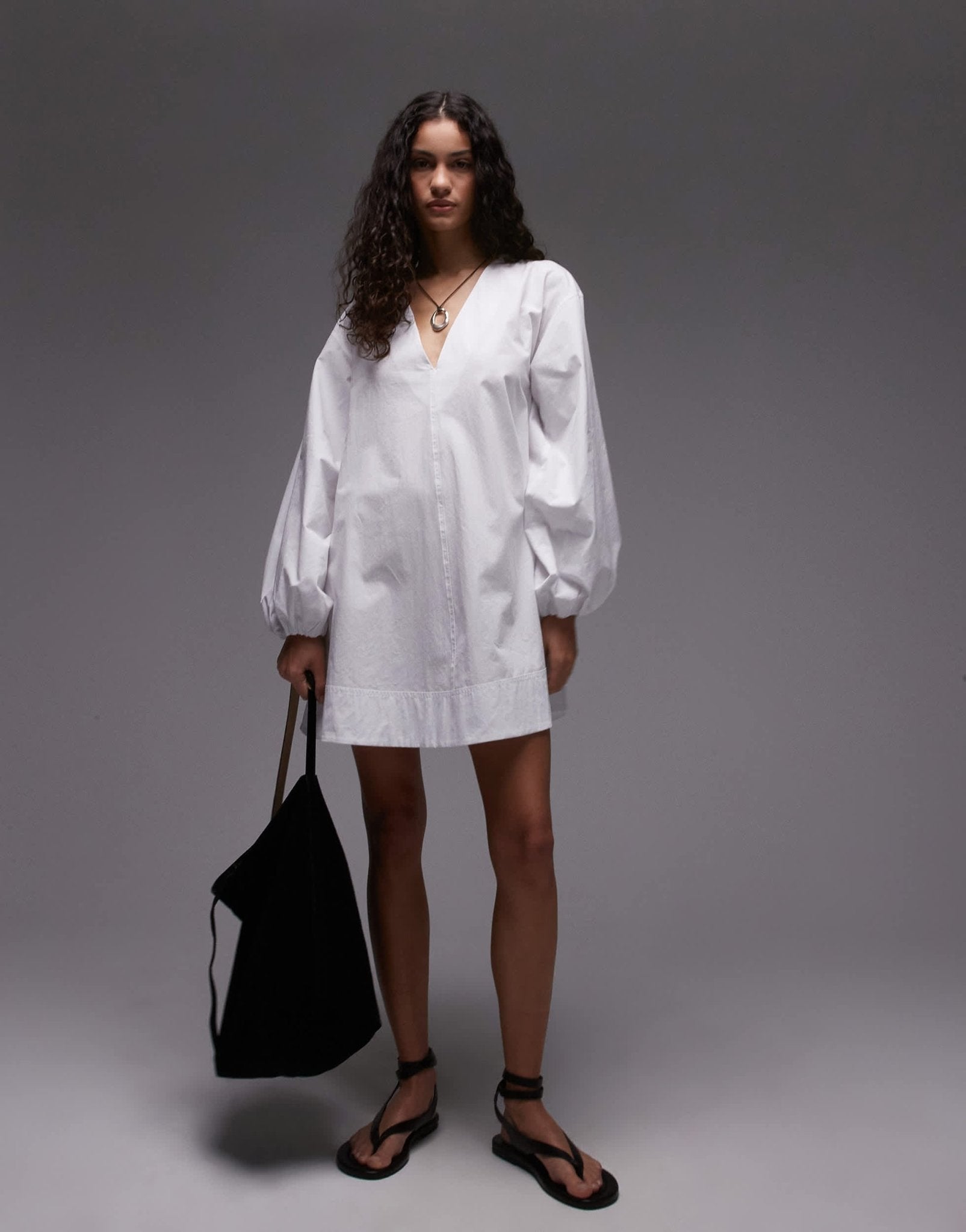 Topshop poplin babydoll mini dress in white - ASOS Sample Sale EU Store