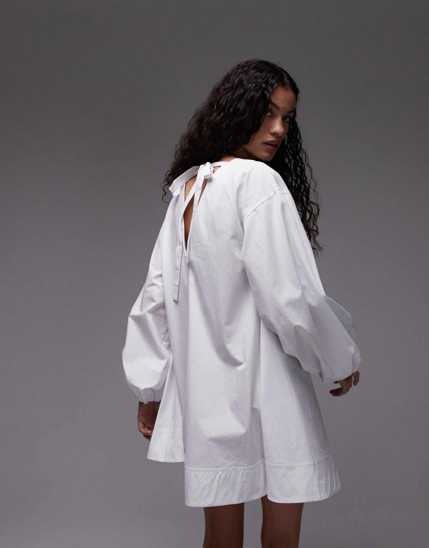 Topshop poplin babydoll mini dress in white - ASOS Sample Sale EU Store