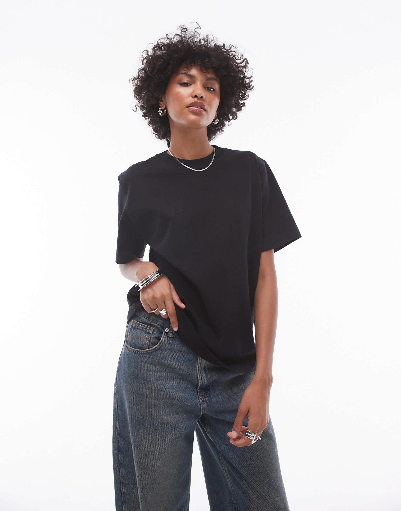 Topshop premium basic short sleeve tee in black - ASOS Sample Sale EU Store