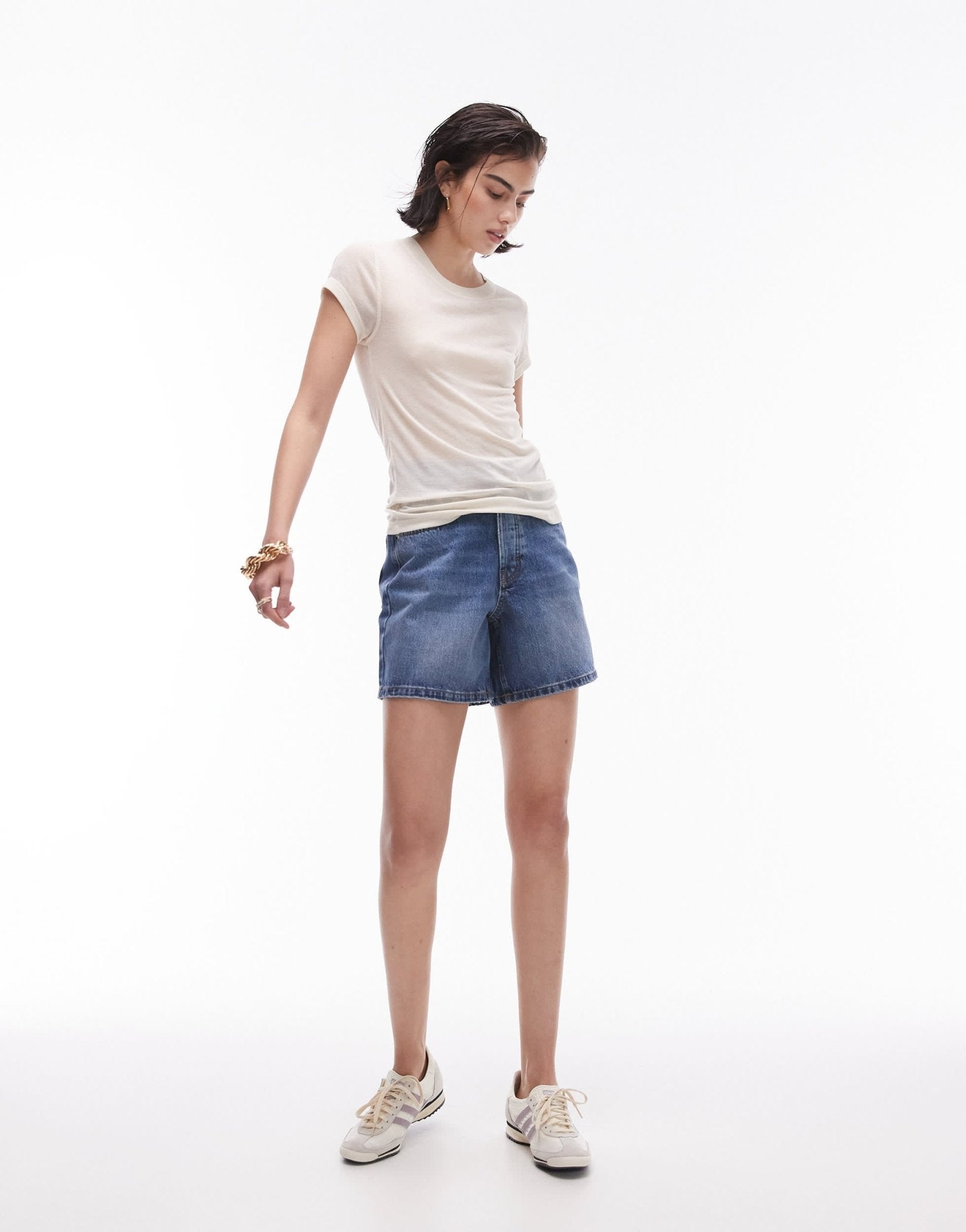 Topshop premium rib sheer longline tee in off white - ASOS Sample Sale EU Store