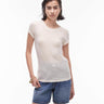 Topshop premium rib sheer longline tee in off white