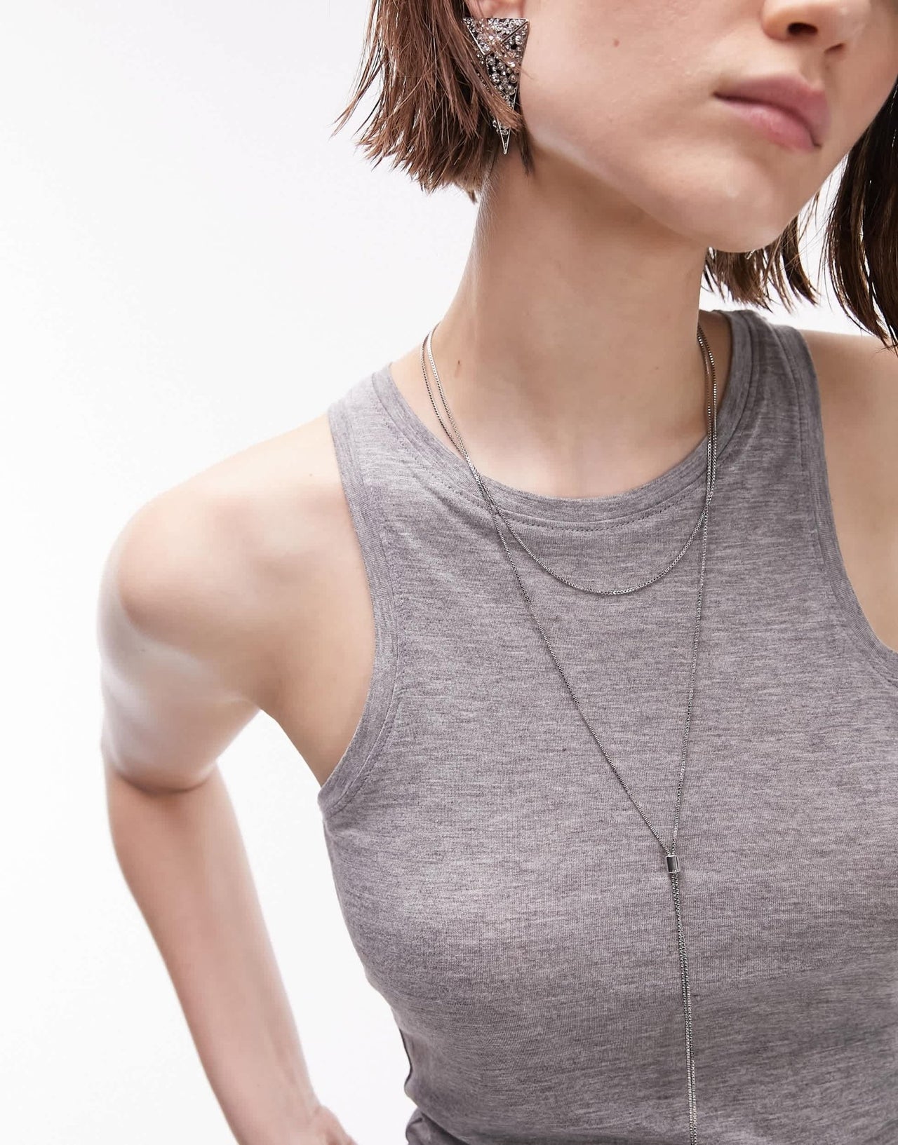 Topshop premium slinky racer vest in grey marl - ASOS Sample Sale EU Store