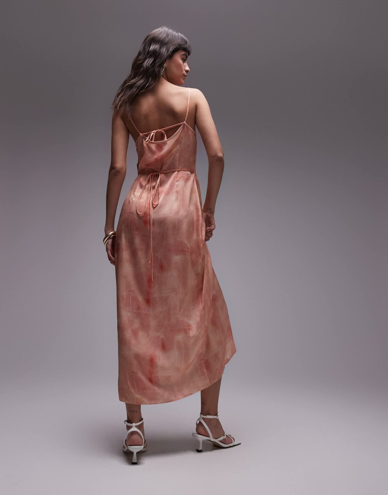 Topshop premium square neck wrap midi slip in dusty pink floral - ASOS Sample Sale EU Store