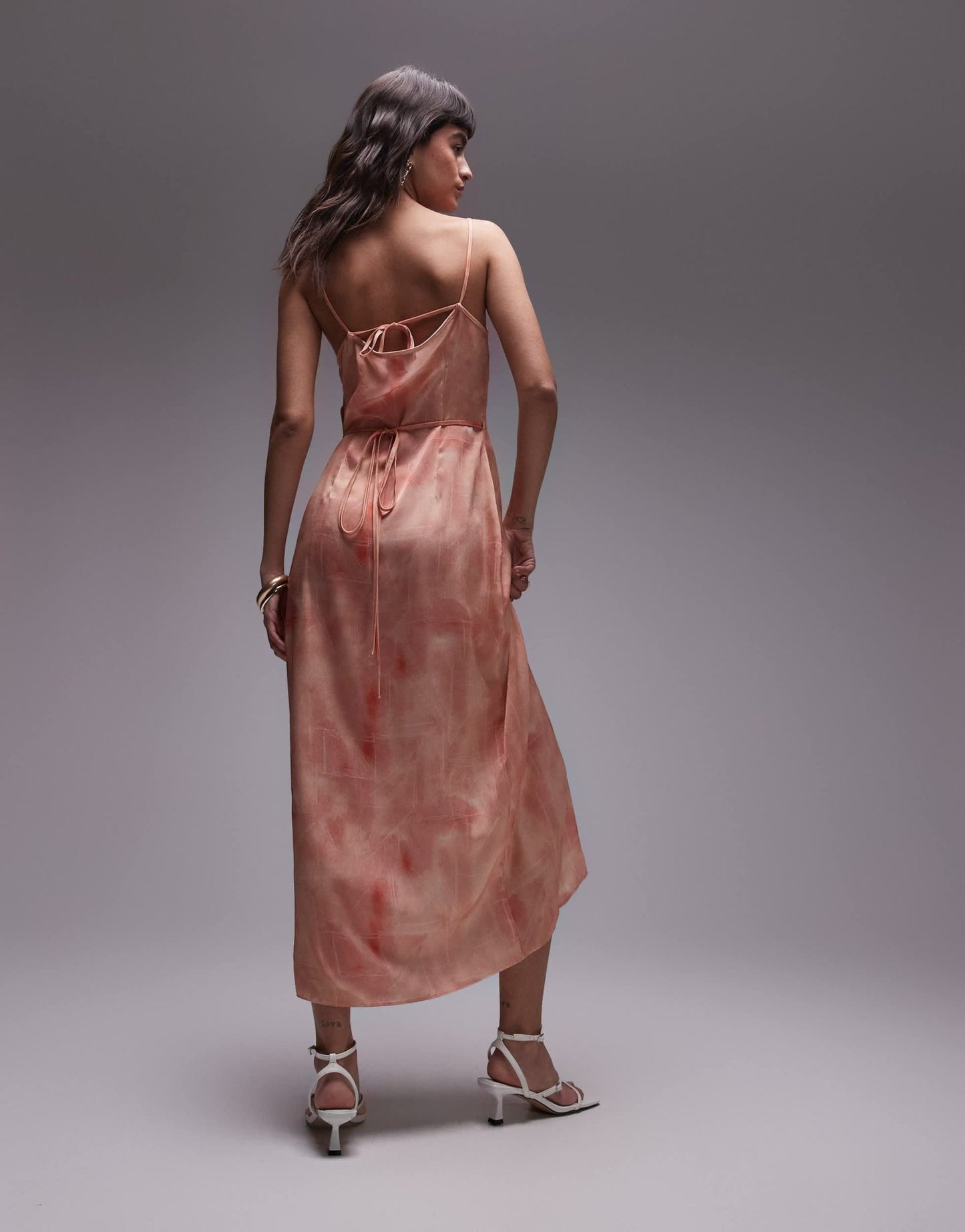 Topshop premium square neck wrap midi slip in dusty pink floral - ASOS Sample Sale EU Store
