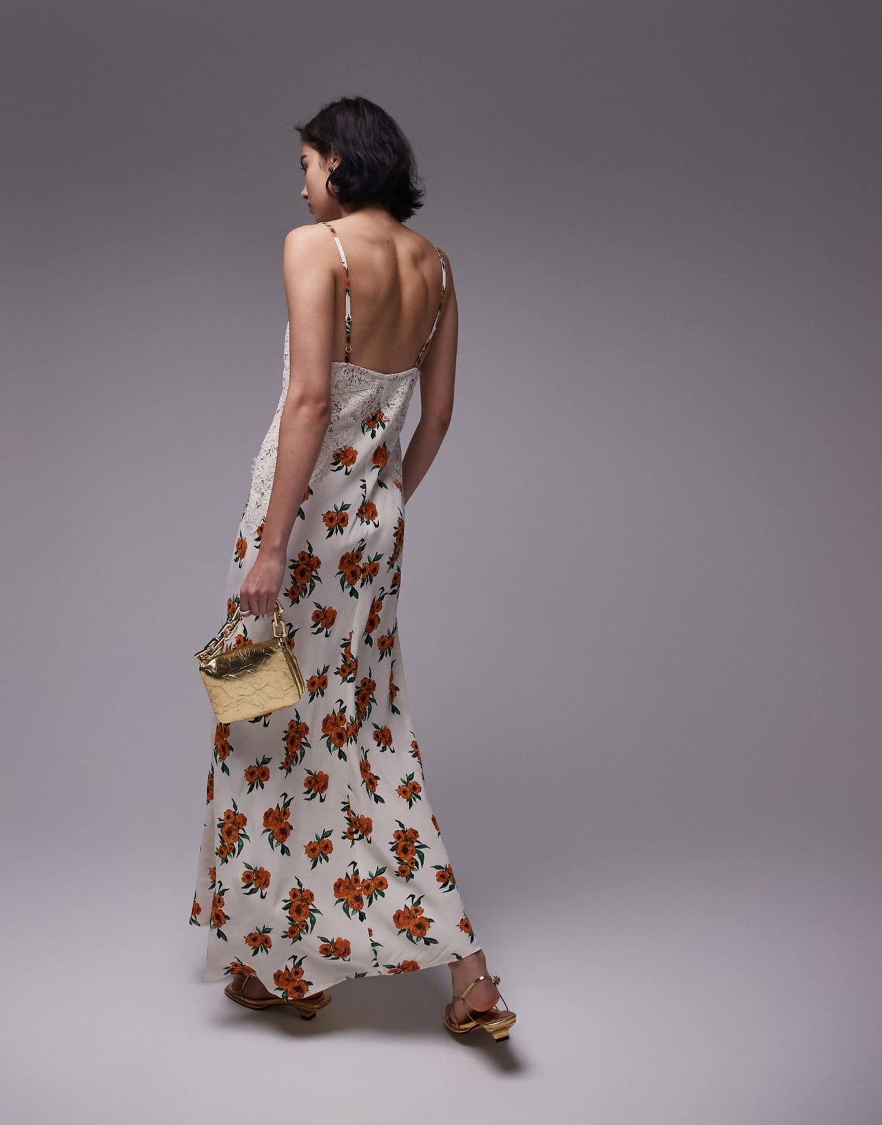 Topshop premium white and orange floral and lace maxi slip dress - ASOS Sample Sale EU Store